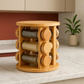Wooden Rotating Spice Rack with 8 Glass Jars