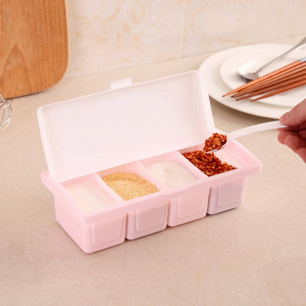 4-Compartment Spice Storage Box