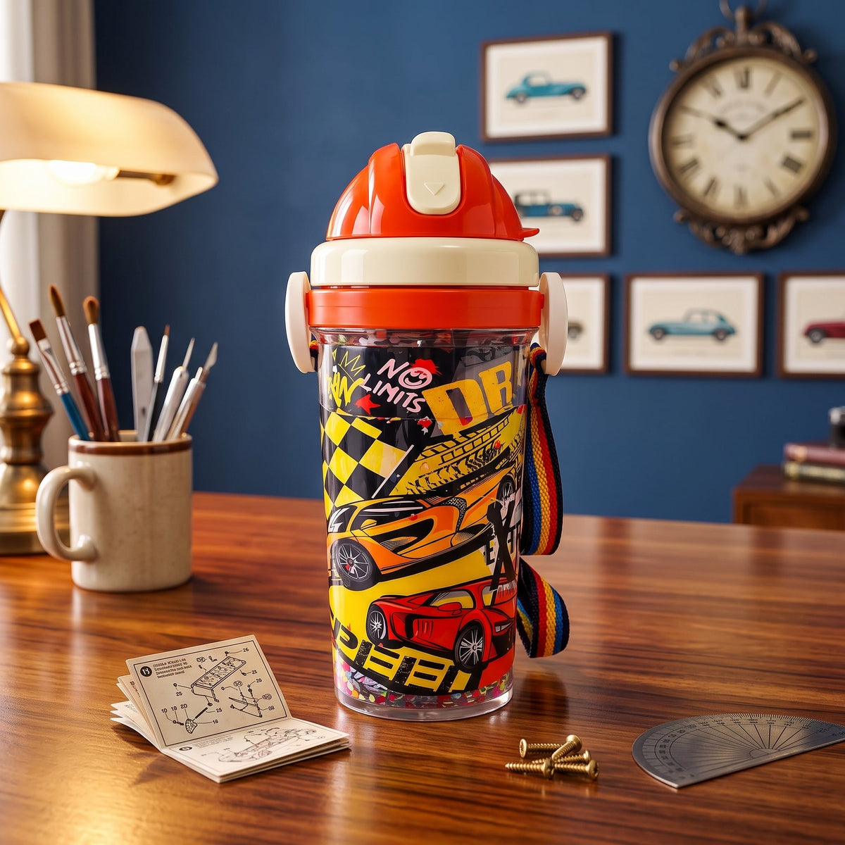 Glitter Sipper Drinking Mug With Straw