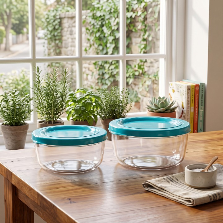 2PCs Transparent Airtight Storage Bowls