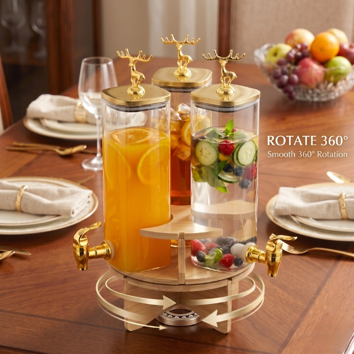 3-in-1 Rotating Beverage Dispenser with Deer Lid