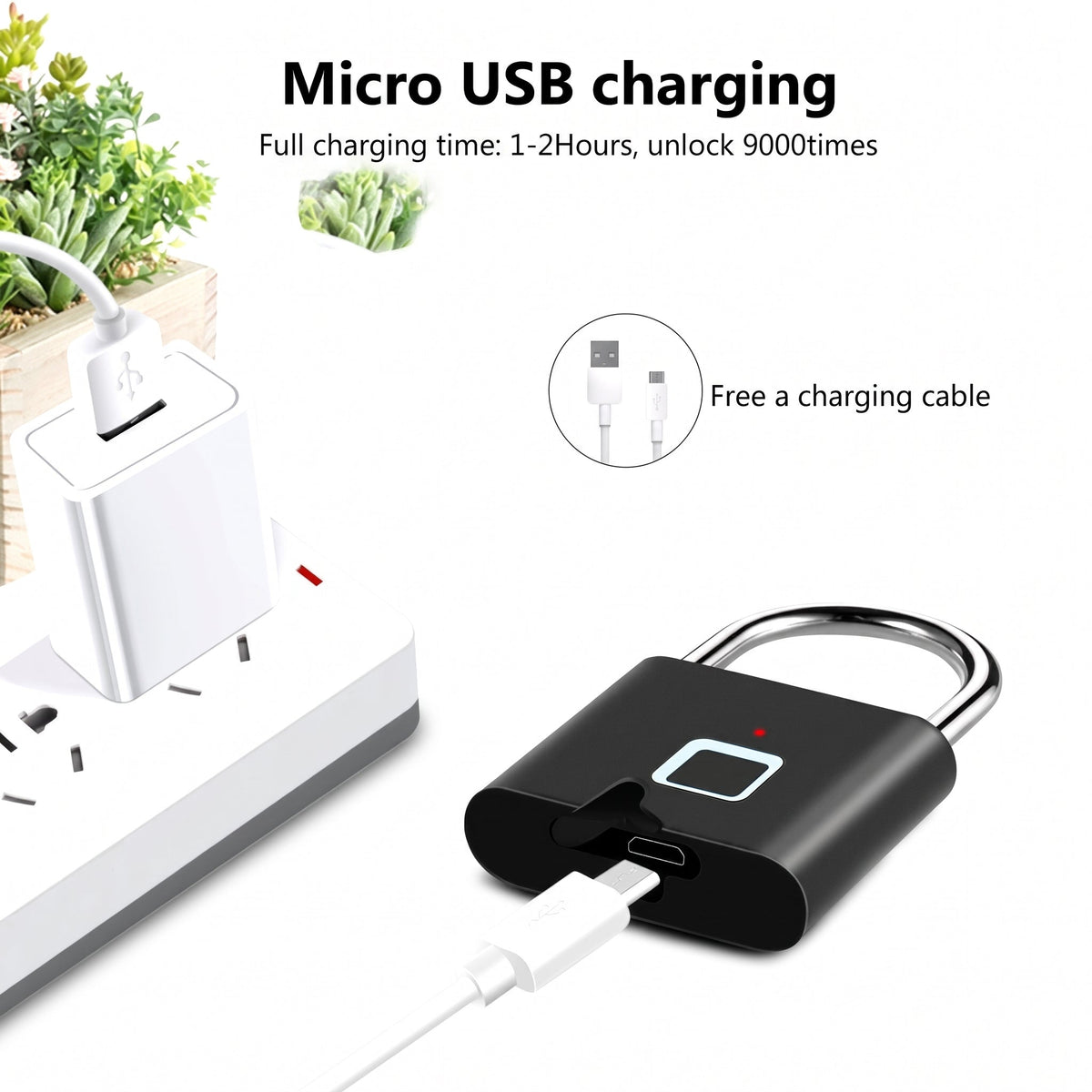 Rechargeable Smart Fingerprint Padlock
