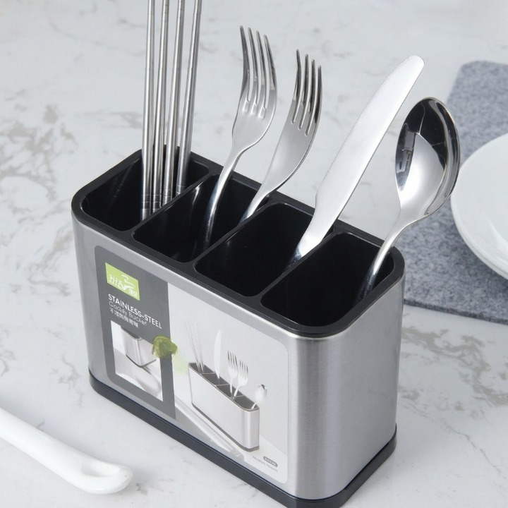 4-Section Kitchen Stainless Steel Cutlery Organizer