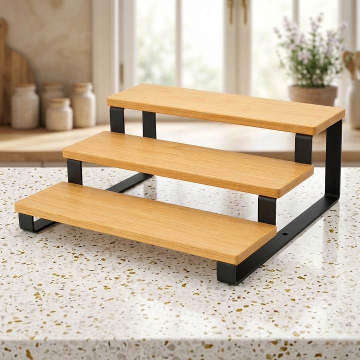 3 Layer Wooden Spice Organizer Rack (No Jars)
