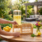 7PCs Glass Beverage Dispenser Set With Wooden Stand