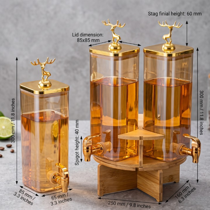 3-in-1 Rotating Beverage Dispenser with Deer Lid