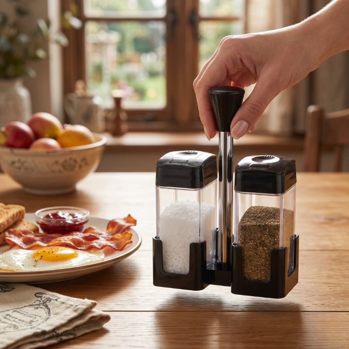 Elegant Glass Salt & Pepper Cruet Set