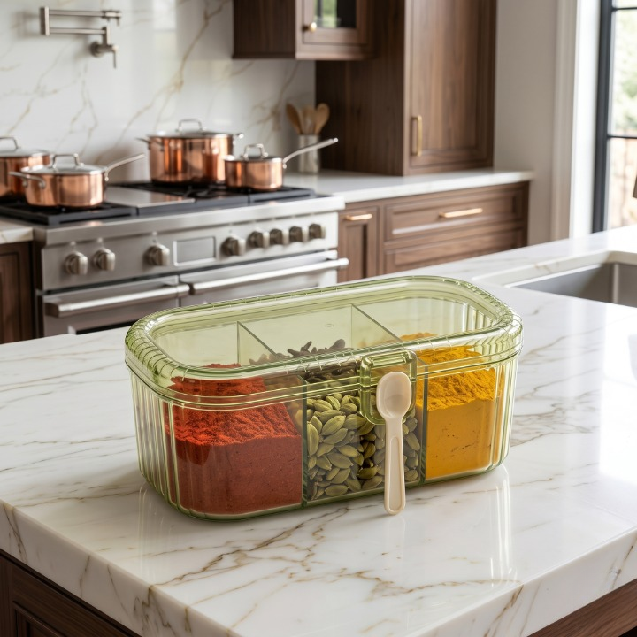 3-Section Kitchen Spice Storage Box
