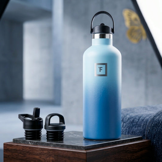 Elegant Stainless Steel Water Bottle With 3 Caps