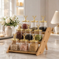 9-Jar Glass Spice Wooden Rack with Deer LId