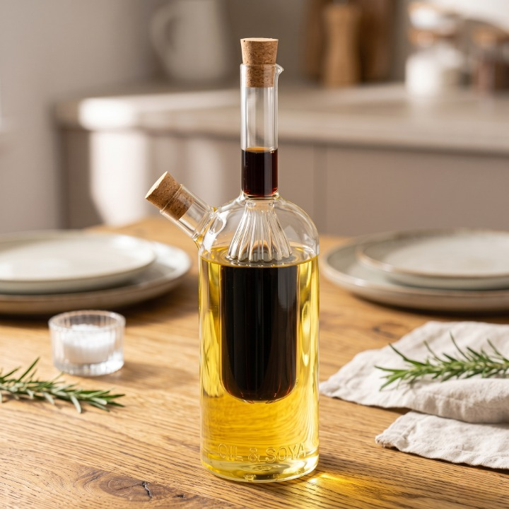 Elegant Glass Oil Bottle with Double Spout