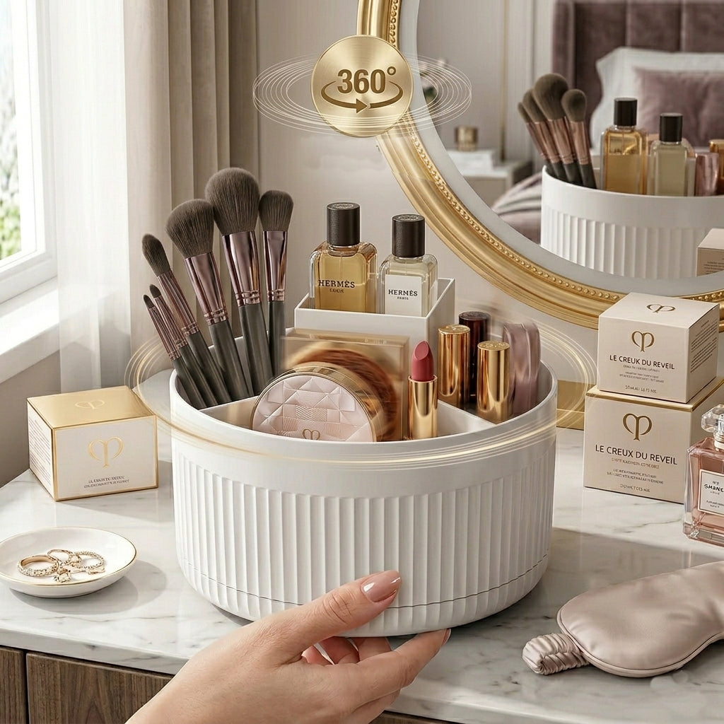 360° Rotating Desktop Makeup Brushes Organizer