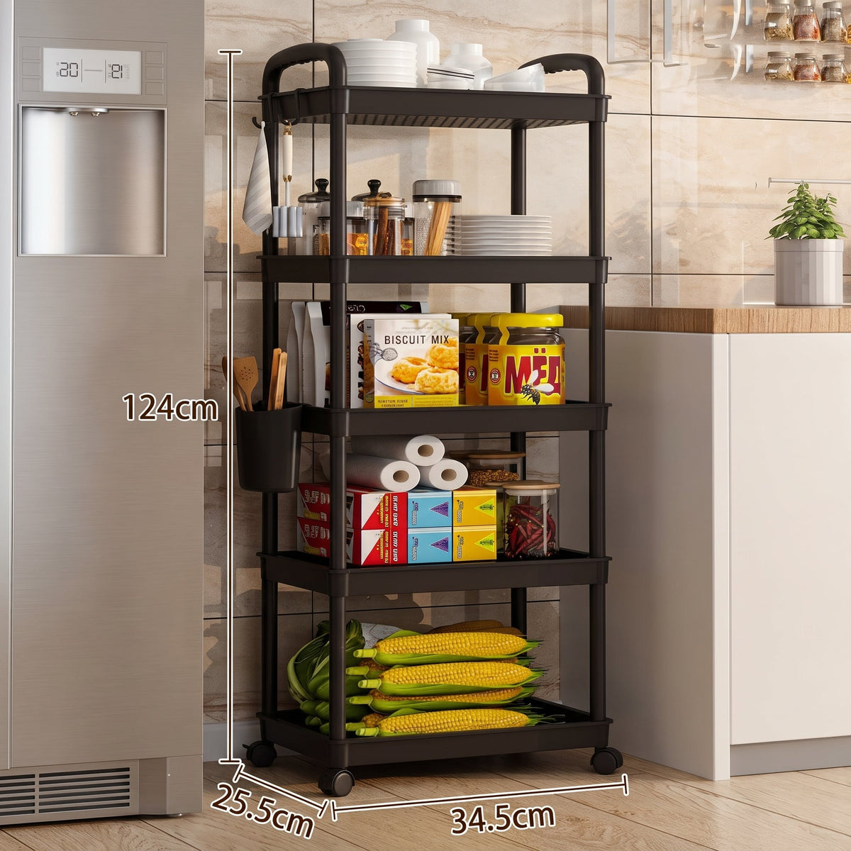 5-Layer Rolling Storage Cart Trolley With Wheels