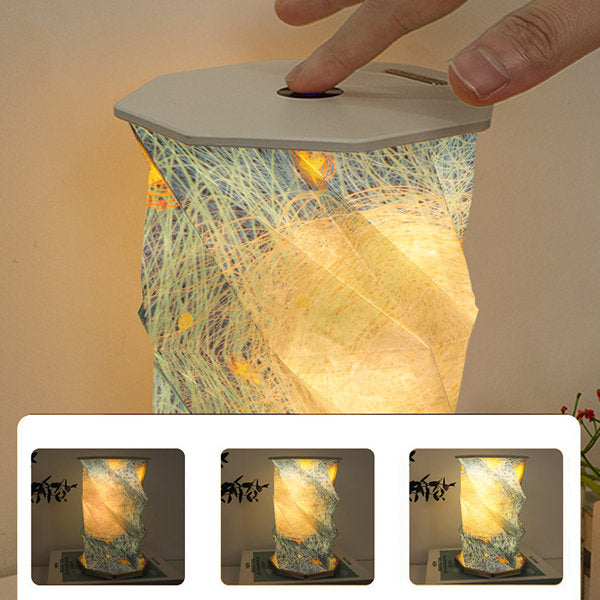 Vintage Foldable Paper Table Lamp USB Rechargeable