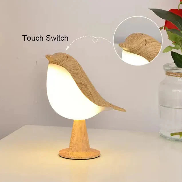 Cute Wooden Bird Touch Lamp