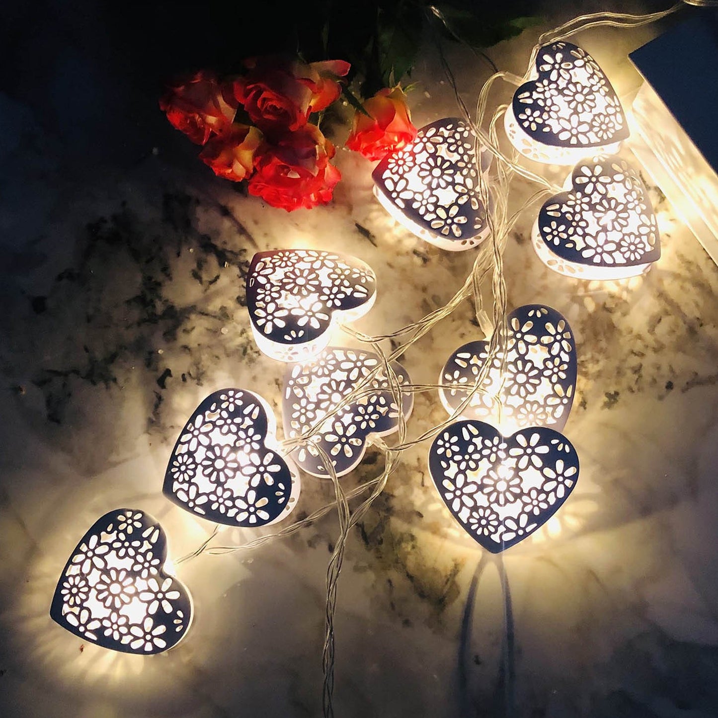 Golden Heart Shape Decoration String Lights