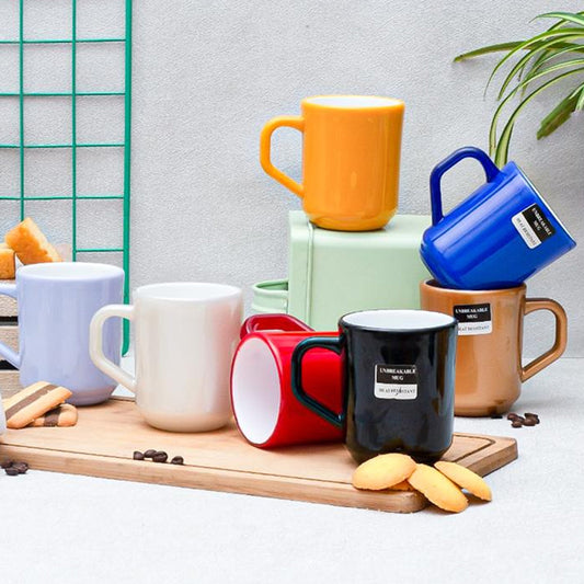 Unbreakable Double Color Plastic Tea Mugs (6pcs Set)