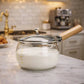 Glass Sauce Pan with Wood Handle 800ML (HEAT-RESISTANT)