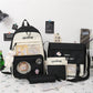 4PCS Girls' School College Bag Set(White & Black)