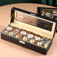 6 Slots Leather Printed Watch Organizer Box