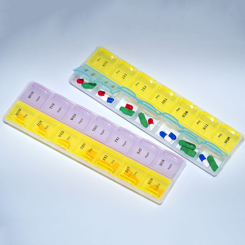 2 Row 14 Grids Medicine Storage Organizer Container Case.