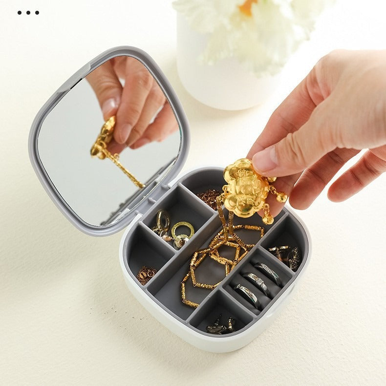 Portable Mini Jewelry Organizer with Mirror