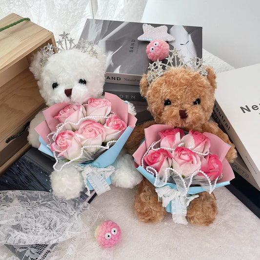 Creative Teddy Bear Floral Bouquet Gift Box