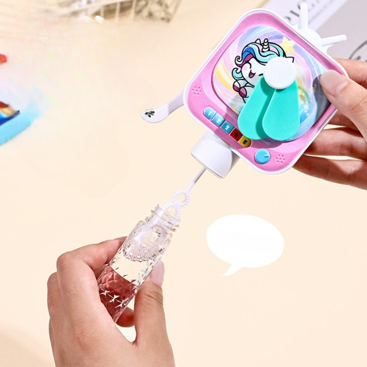 Mini Hand Fan With Bubble Wand