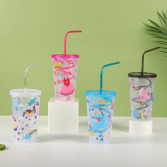 1PC Straw Ring Plastic Glass