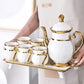 6PC Ceramics Tea Set With Golden Border Tray
