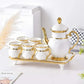 6PC Ceramics Tea Set With Golden Border Tray