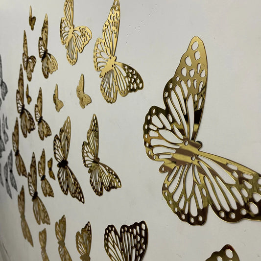 10 Pcs  Wall Acrylic Butterfly Sticker (Silver) Size 3x3 Inch