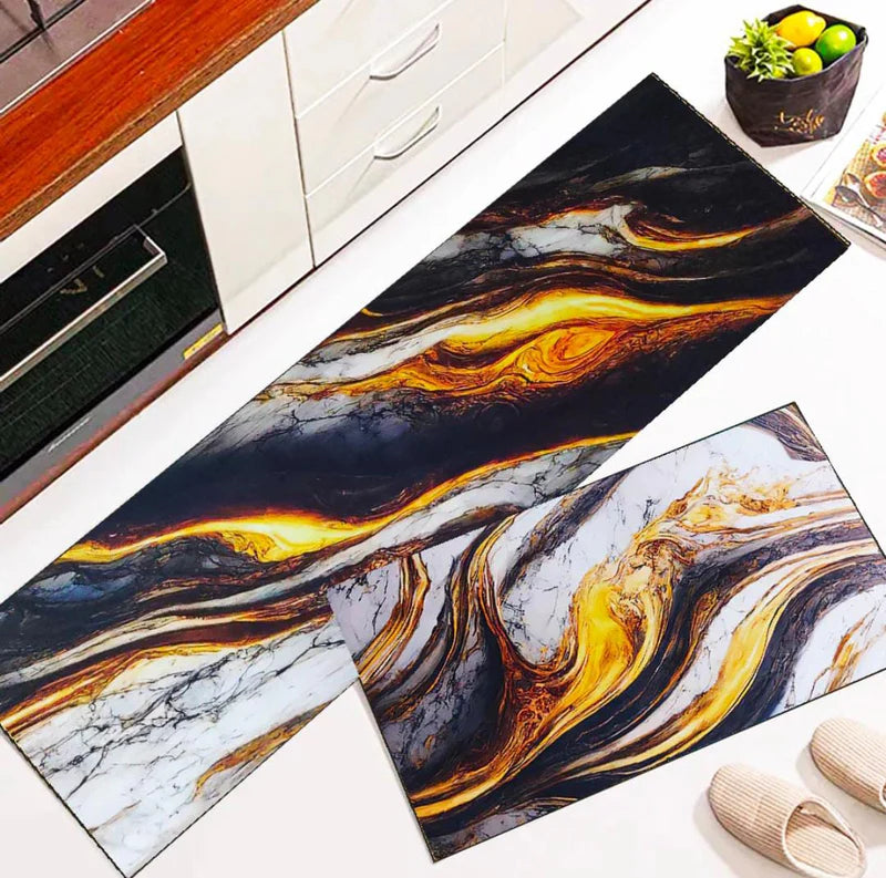 Set Of 2 Kitchen Floor Mat (Random Designs)