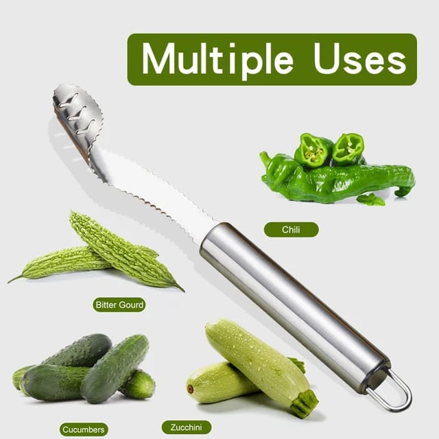 Stainless Steel Pepper Press Tool Serrated Edges Seed Core Remover