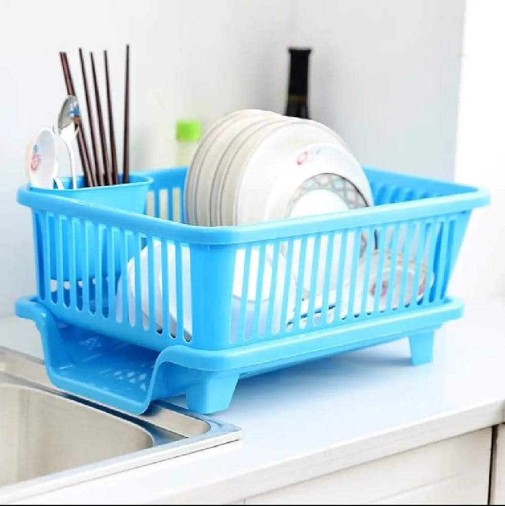 3 in 1 Large Durable Plastic Kitchen Sink Dish Drainer Rack