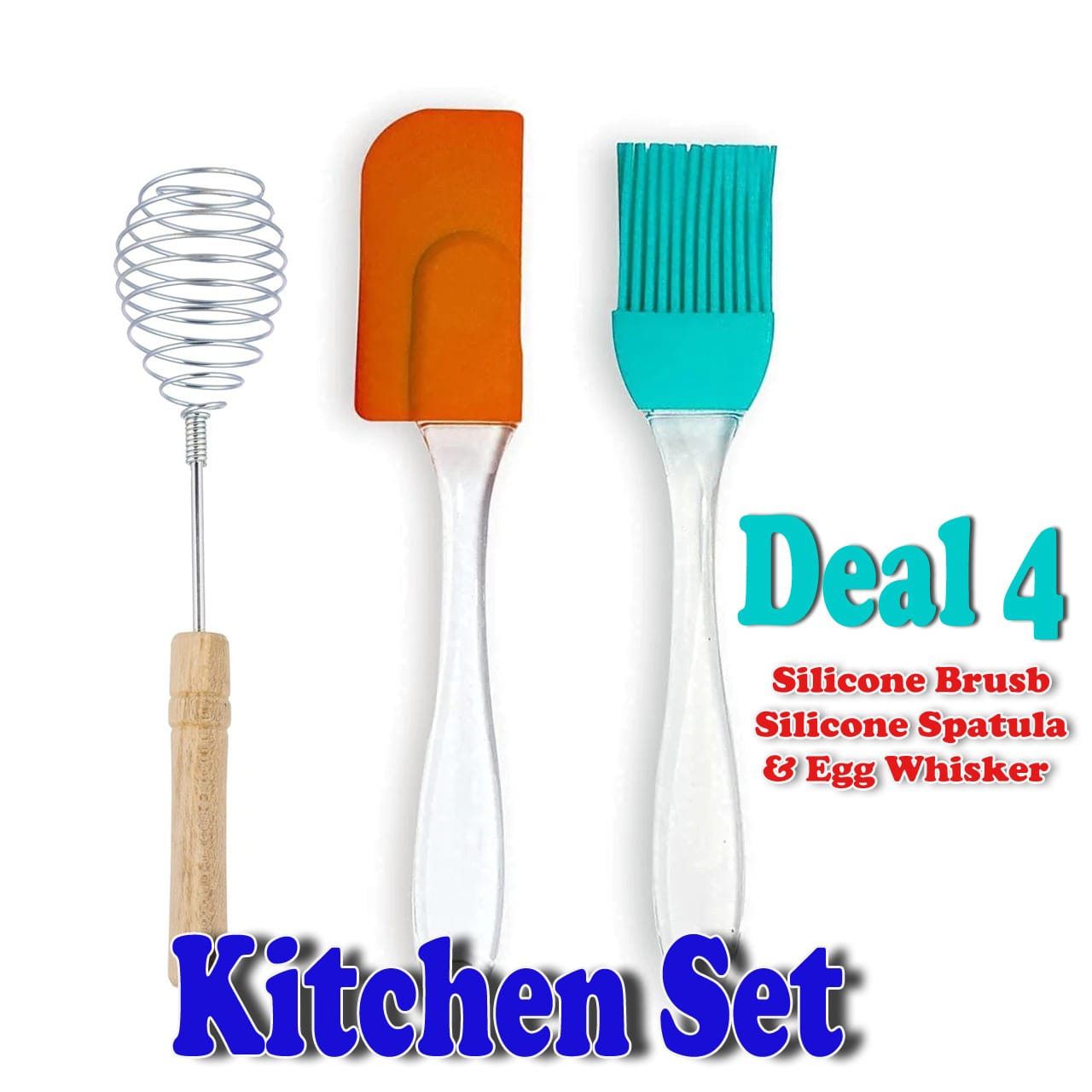 Silicone Spatula & BBQ Brush With Vintage Steel Whisker (Deal 4)