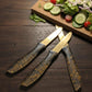 Pack of 3 Stainless Steel Gold color Knife and Safety cover  with acrylic Handpiece