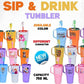 Plastic Printed DIP AND DRINK Straw TUMBLER  (Capacity  750ml )