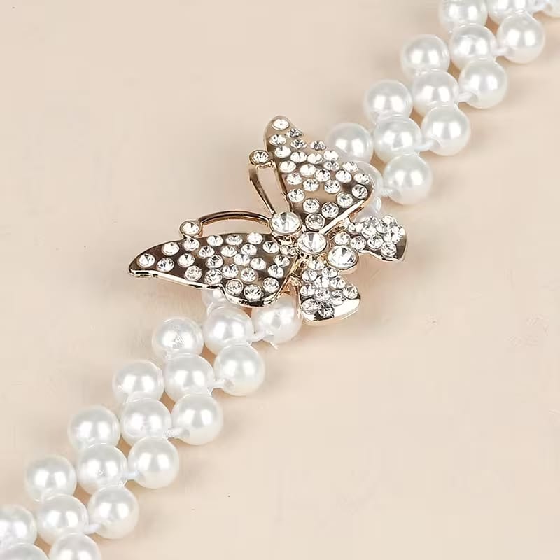 Elegant Butterfly Rhinestone Buckle Waist Belt