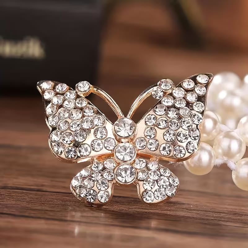 Elegant Butterfly Rhinestone Buckle Waist Belt