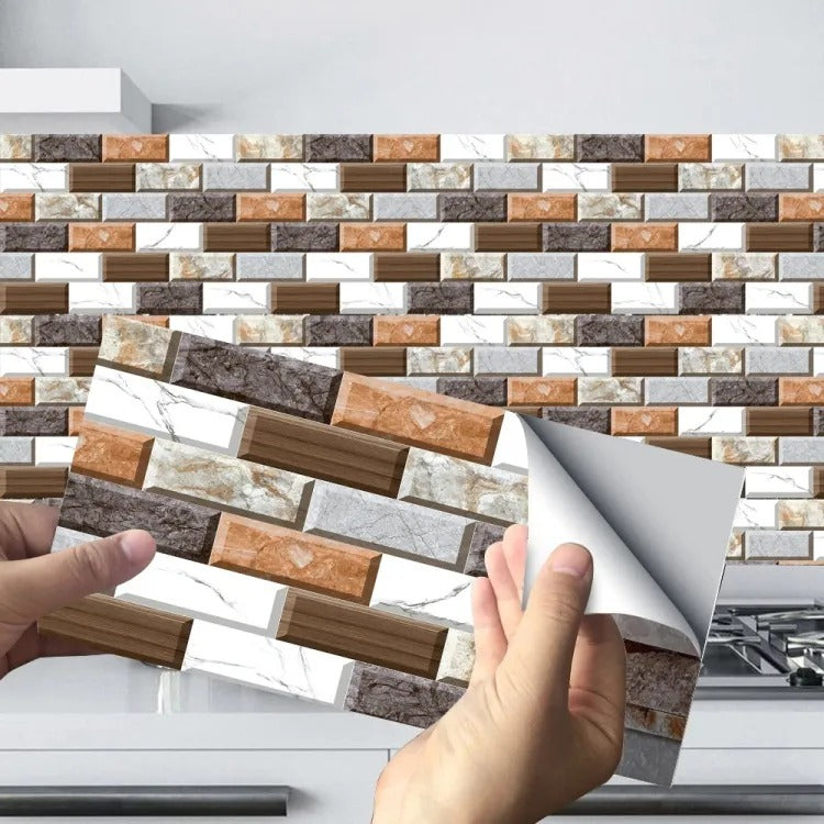 24pcs/set 3D Brick Design Self-Adhesive Waterproof Wall Sticker