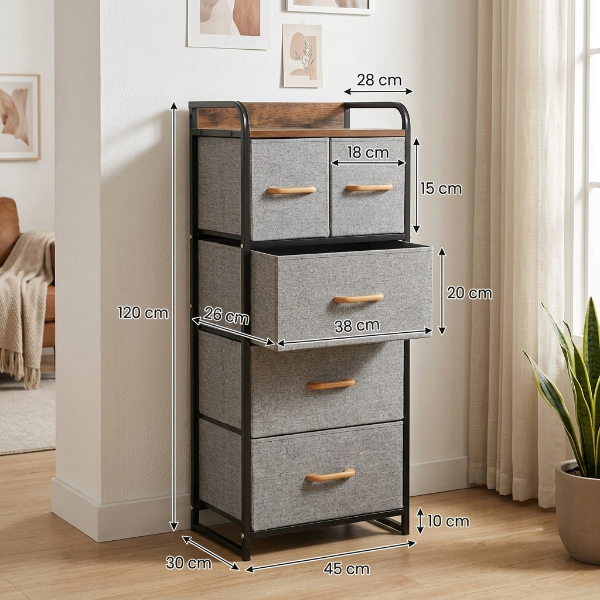 5 Drawer Fabric Storage Organizer Cabinet