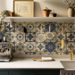 12pcs Blue & White Tile Stickers – Waterproof Peel & Stick Home Decor