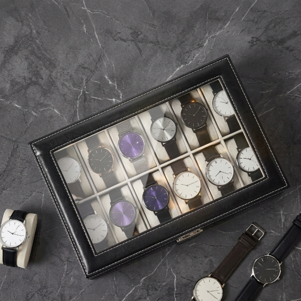12 Slot Leather Watch Organizer Box