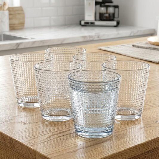 6PCs Crystal Diamond Textured Glass Set
