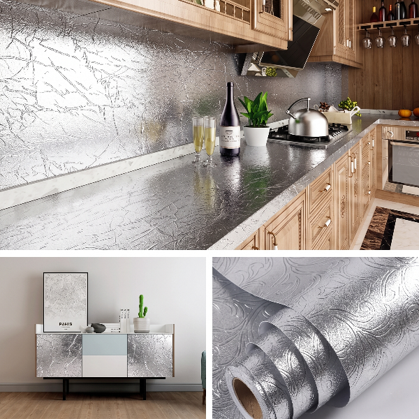 Self Adhesive Silver Texture Marble Sheet