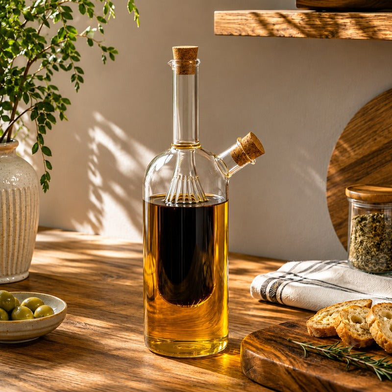 Elegant Glass Oil Bottle with Double Spout