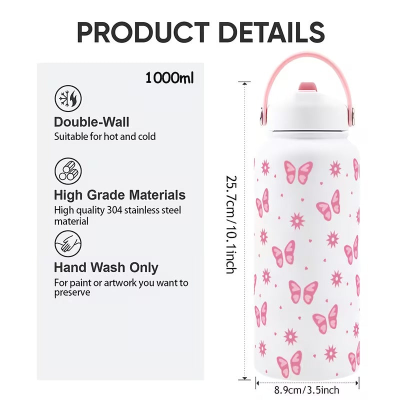 Stainless Steel Printed Water Bottle With Handle 1000ML
