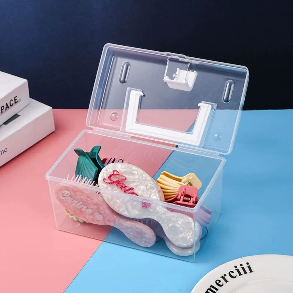 Plastic Transparent Storage Lock Box With Handle
