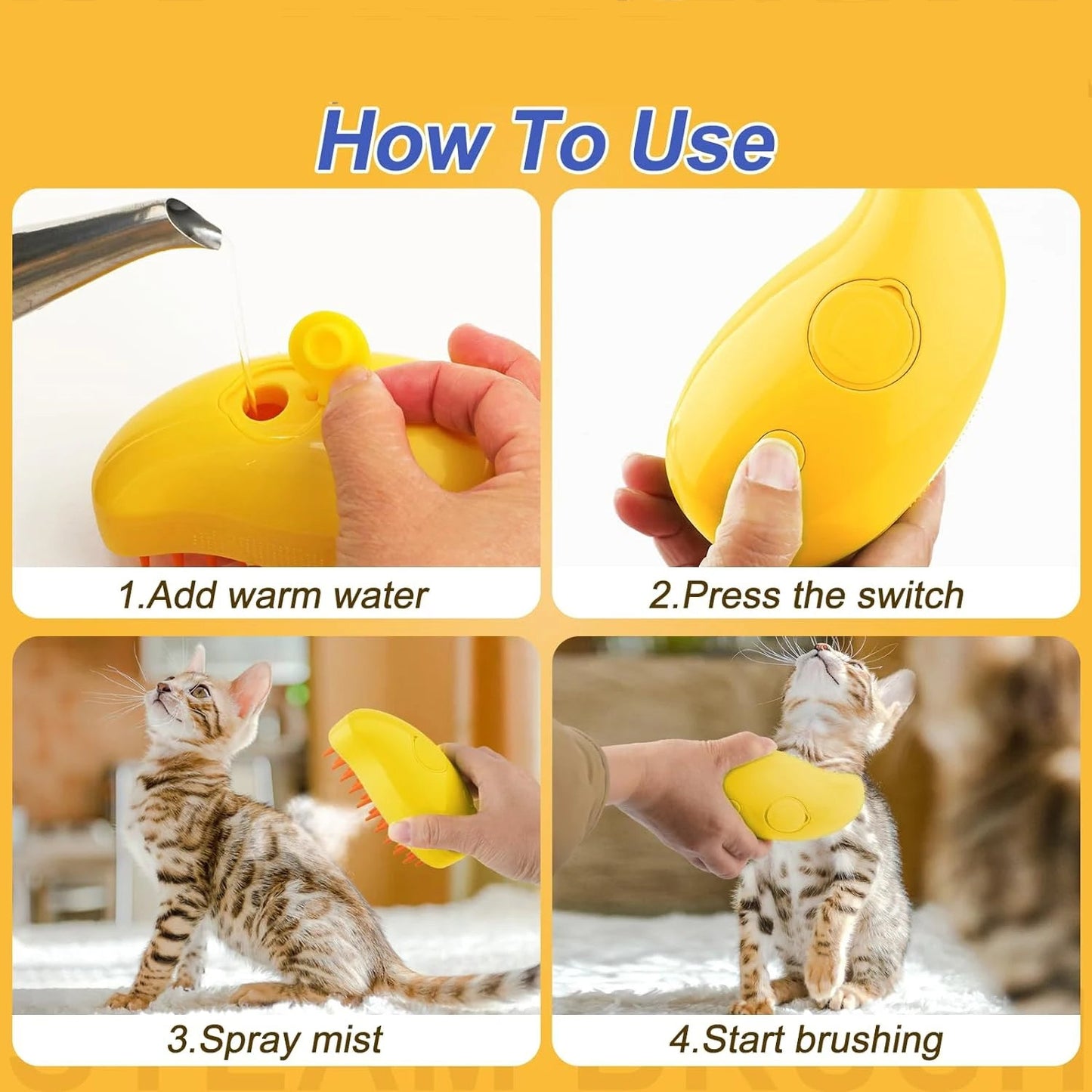 3 In 1 Cat Electric Steam Hair Comb Brush